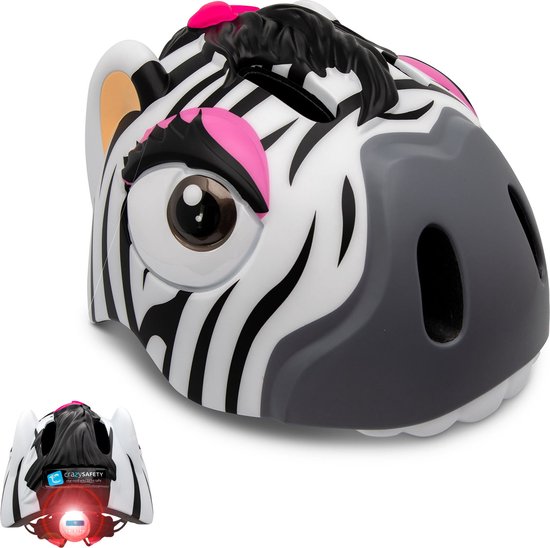 Crazy Safety - Kinderfietshelm - Zwart/Wit Zebra - S/M - 49-55 cm verstelbaar van Crazy Safety — afbeelding 2