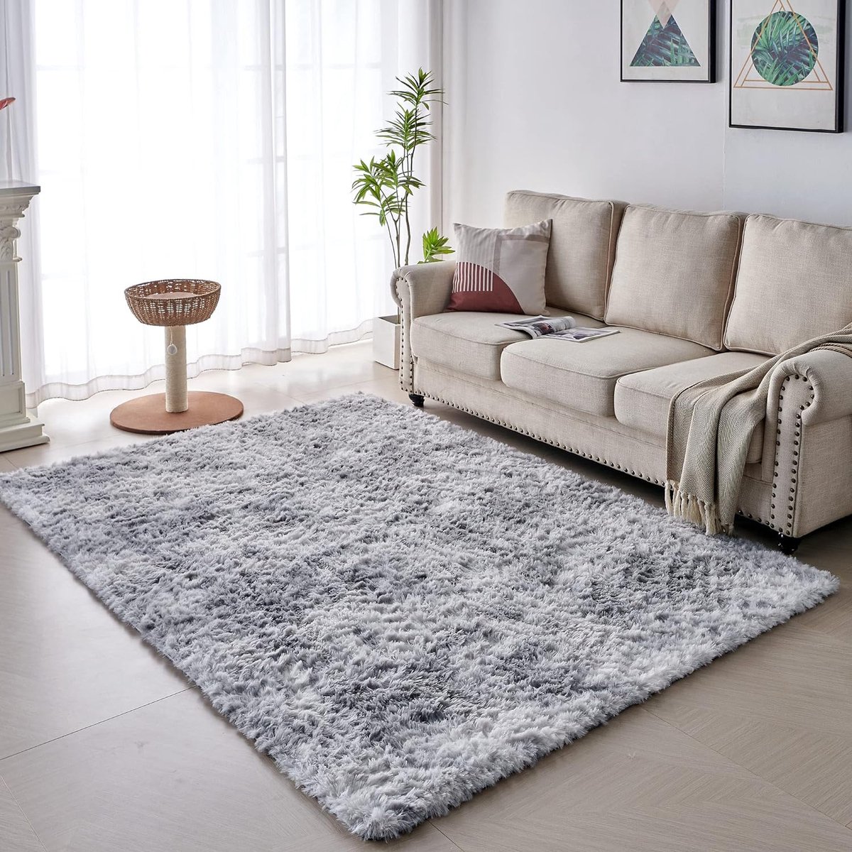 Goodivery ® Zachte en Fluffy Vloerkleed voor Woonkamer, Slaapkamer en Kinderkamer 200x300 cm Lichtgrijs