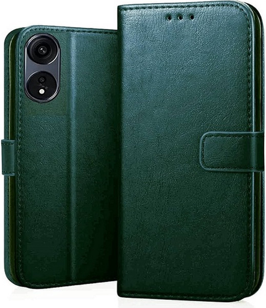 OPPO A78 Hoesje Met Pasjeshouder Bookcase Groen