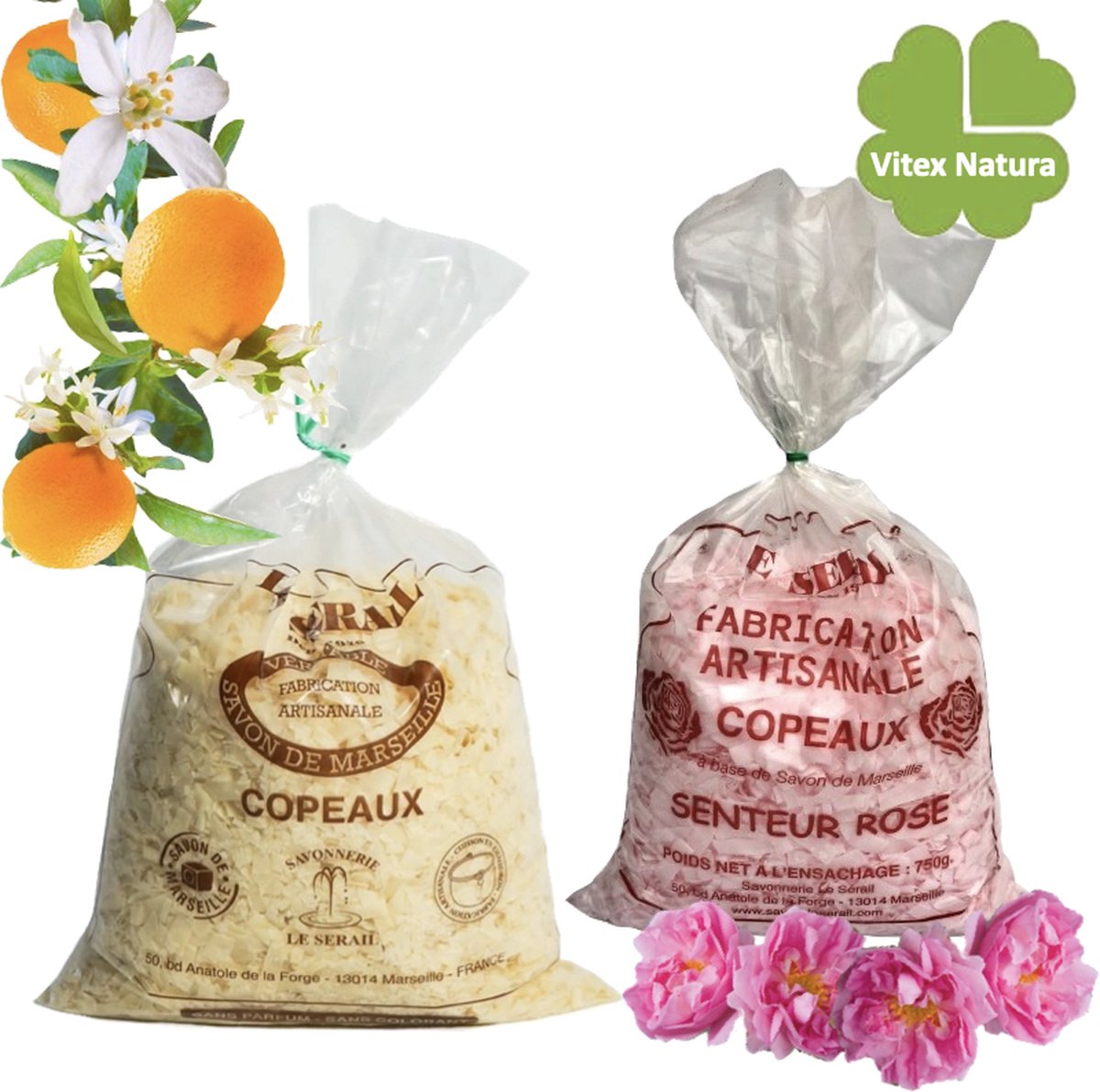 Goedkoopste Echte Marseille zeepvlokken 1750g | Sinaasappel bloesem - Rozen olie | Multifunctioneel | Franse ambacht | plantaardig, biologisch, hypoallergeen.