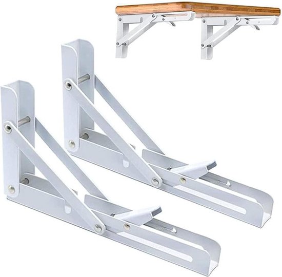 Viesap klapconsole 250 mm, 2 stuks Klapplankhouders, roestvrijstalen plankdrager, klaptafel muur, hoek plankdrager, klaphoek, draagvermogen 50 kg, voor ruimtebesparend huis, kantoor, grill, klaptafel