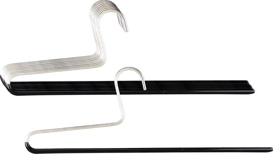 15 Cintres Pantalons HLC - Antidérapants Métal 35cm - Noir Pour Rangement