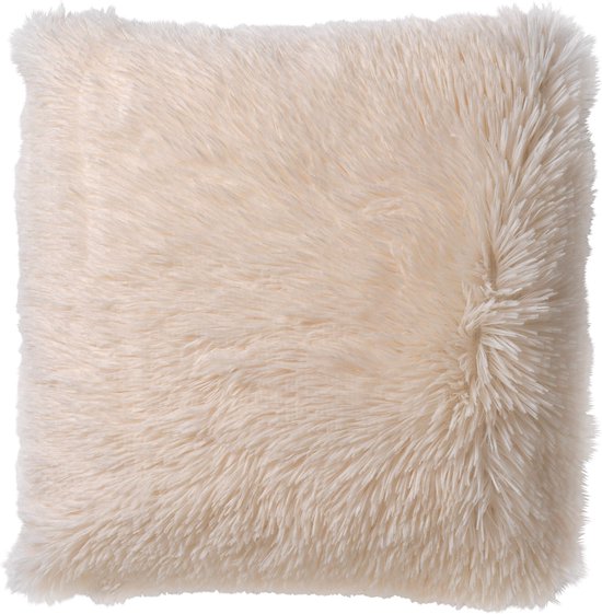 Dutch Decor FLUFFY - kussenhoes 45x45 cm - superzacht - effen kleur - Snow White - wit - met rits - zonder binnenkussen