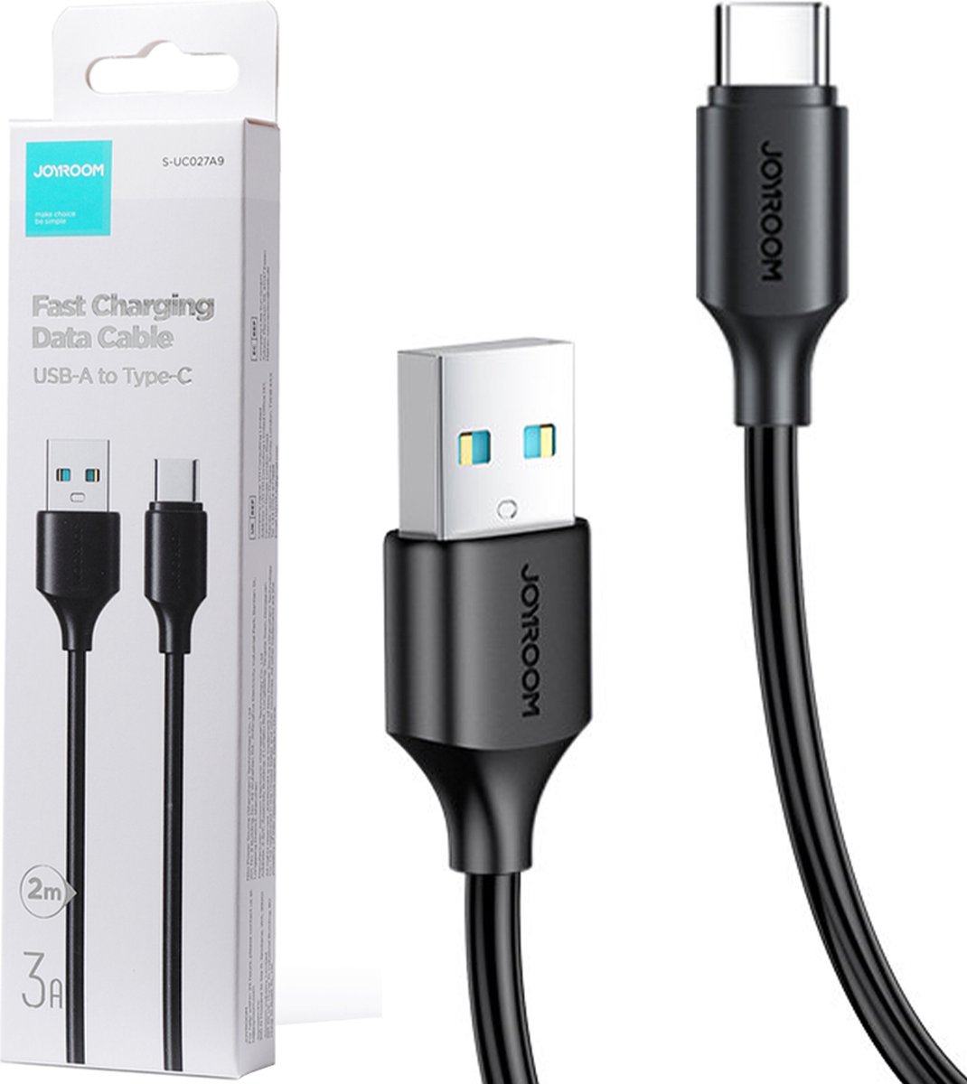 JOYROOM - USB-A naar Type-C Kabel - 2 Meter -3A - Zwart