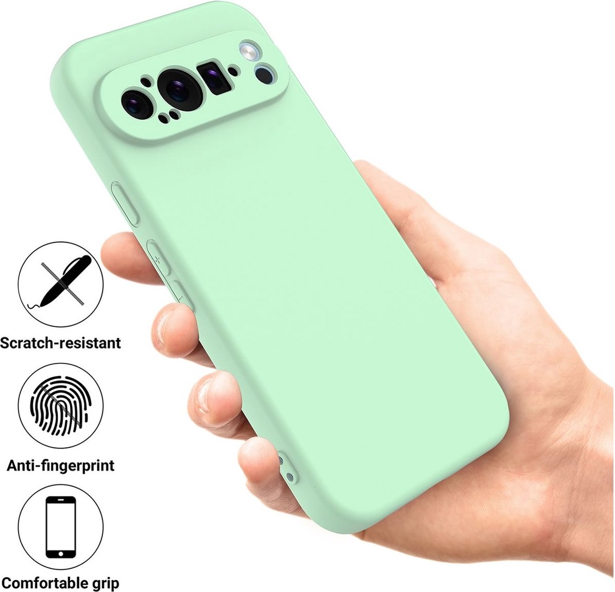 Mobigear Hoesje geschikt voor Google Pixel 9 Pro Telefoonhoesje Flexibel TPU | Mobigear Colors Backcover | Pixel 9 Pro Case | Back Cover - Groen