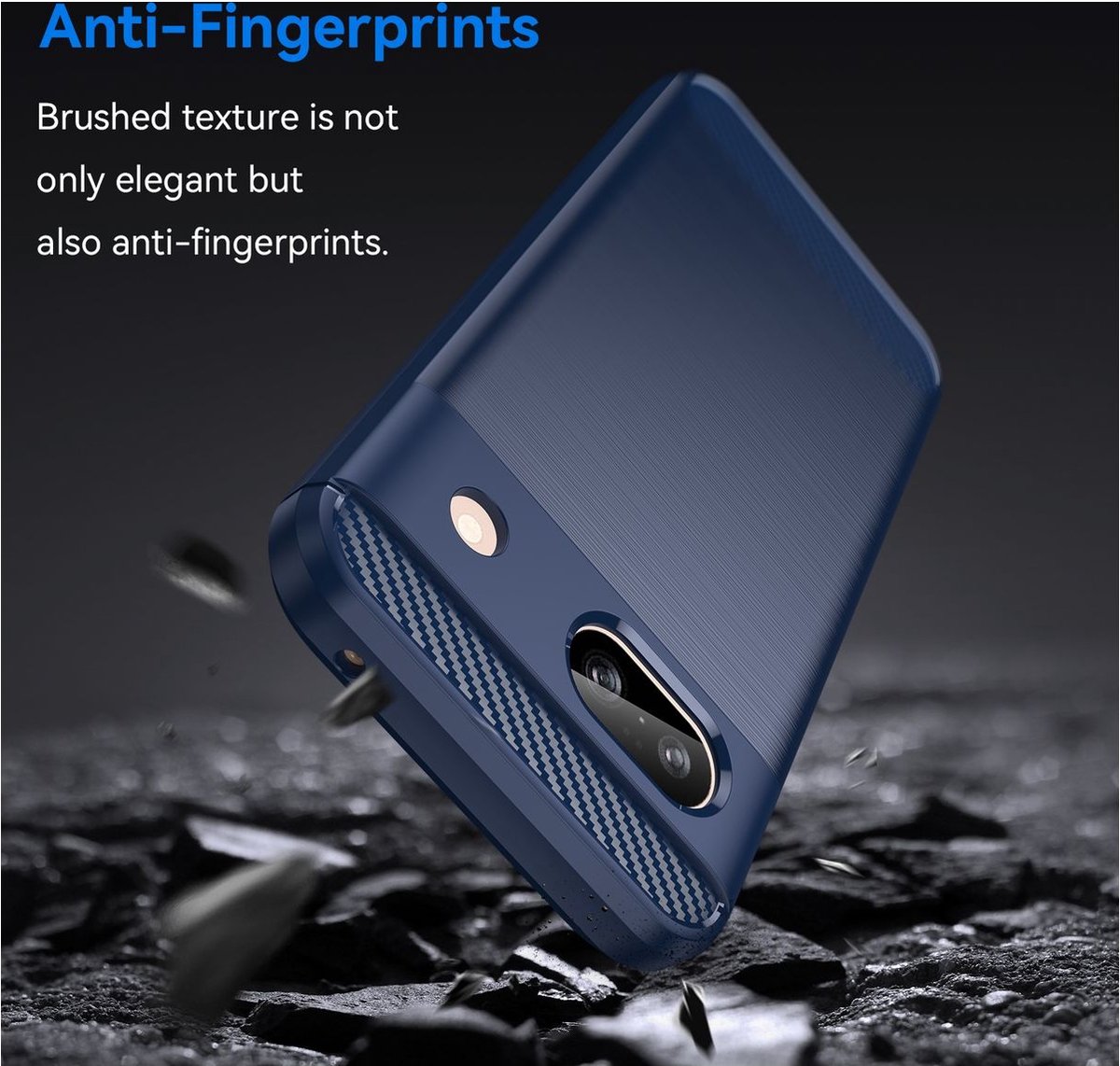 Mobigear Hoesje geschikt voor Google Pixel 8a Telefoonhoesje Flexibel TPU | Mobigear Brushed Slim Backcover | Pixel 8a Case | Back Cover - Blauw