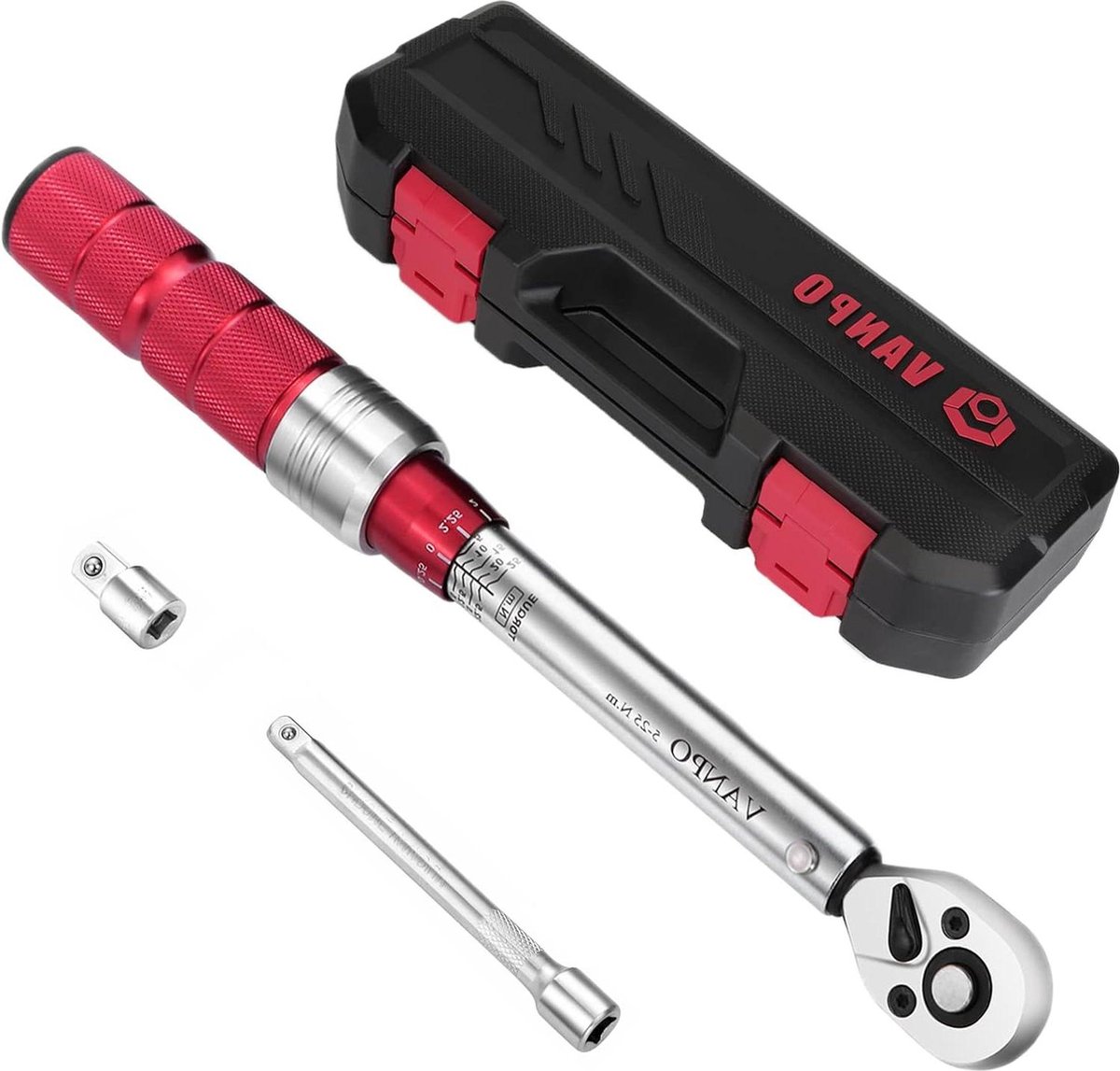 Momentsleutel Fiets 5-25 Nm Hoge Nauwkeurigheid ± 3% Met 72T Omkeerbare Kop 10 cm Verlengstang Adapter Voor Racefiets Mountainbike Motorfiets