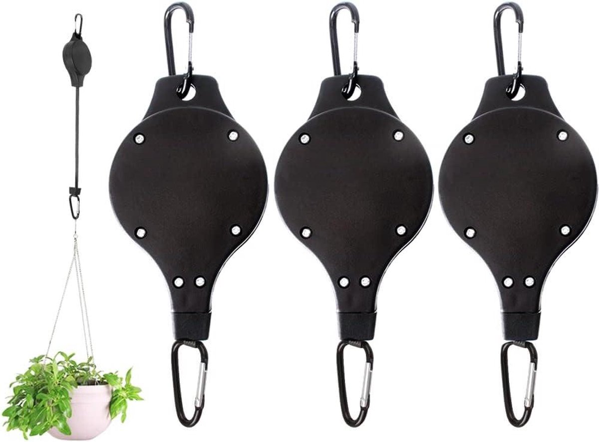 Plantenhanger intrekbaar plantenrol hangende bloemmand haak voor tuinmanden set van 3stuks