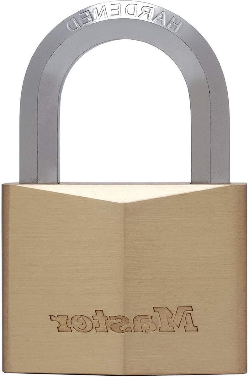 Sleutelhangslot van massief messing met zeshoekige beugel - goud - 91 x 6 x 26 cm