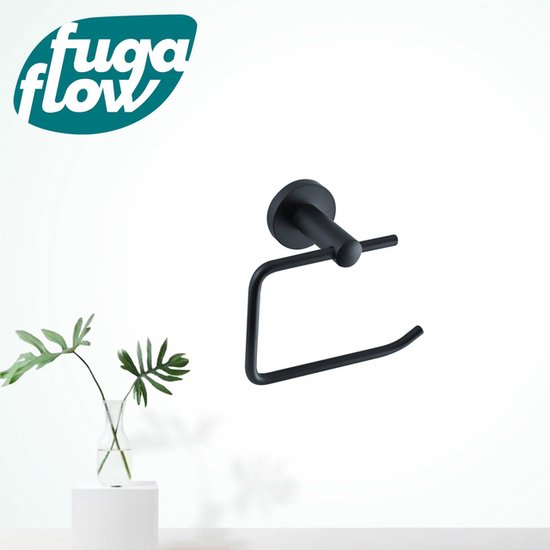 FugaFlow Eccelente Access Porte-rouleau WC - sans rabat - rond - Zwart - Black Friday -