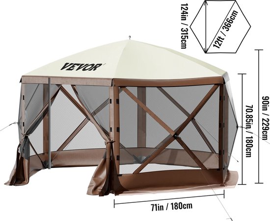 Camping Pop-up Tent 3,66x3,66 meter - Tuinhuisje - Camping -Luifel - Onderdak - Anti muggen - Zonnescherm van Camping — afbeelding 4