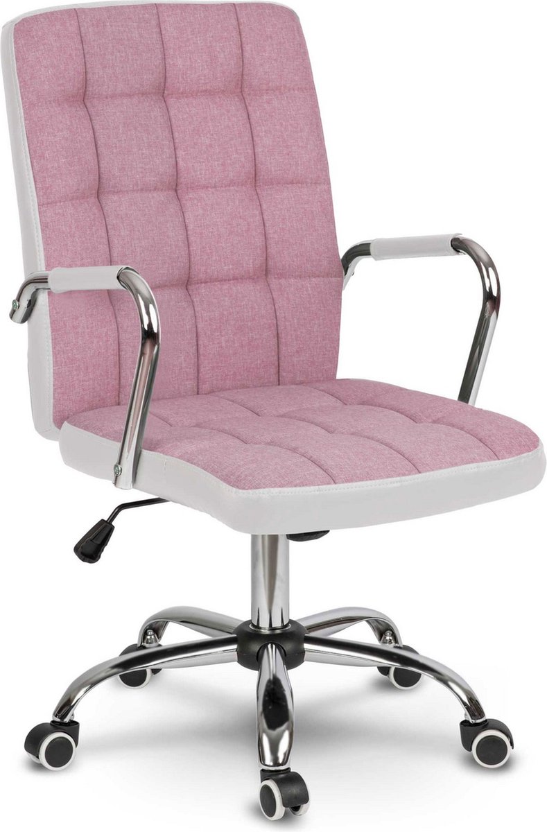 Benton Bureaustoel – Modern Design – Roze/Wit