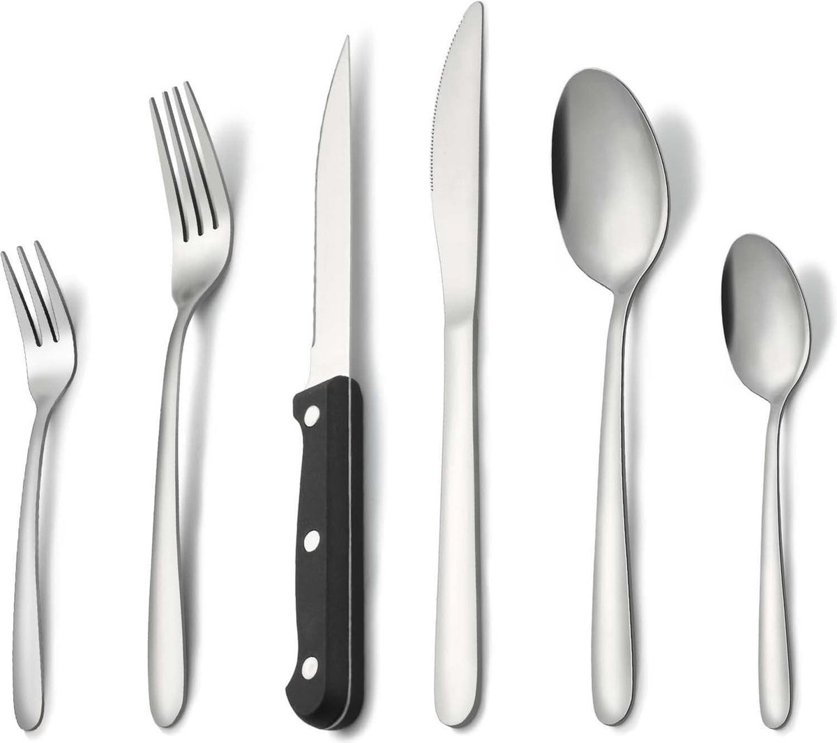 72-delige bestekset voor 12 personen Food-grade Stainless Steel Silverware Set inclusief steakmessen zilver bestek voor familie en restaurant Bestekset
