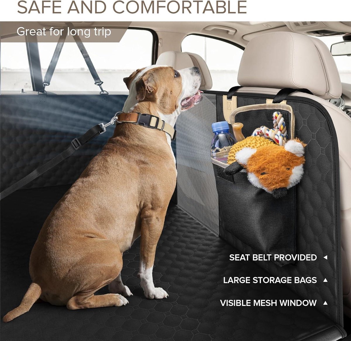 Housse De Siège Arrière Pour Chien – Hamac Voiture Avec Tiges PVC Rigides, Fond Renforcé, Imperméable, Pour SUV Et Berlines