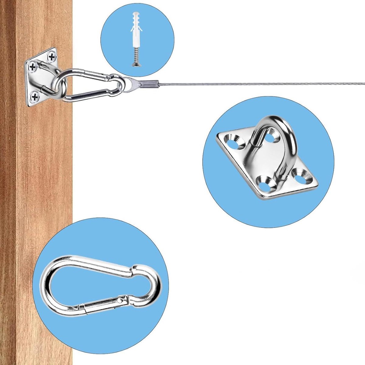 Lot De 4 Plaques à œil En Acier Inoxydable - 5 Mm - Crochets