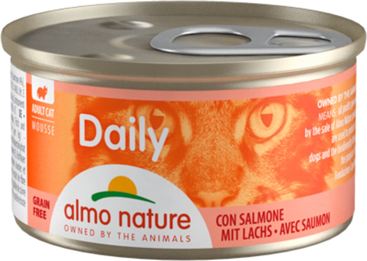 48x Almo Nature Daily Mousse Kattenvoer Nat Zalm 85 gr