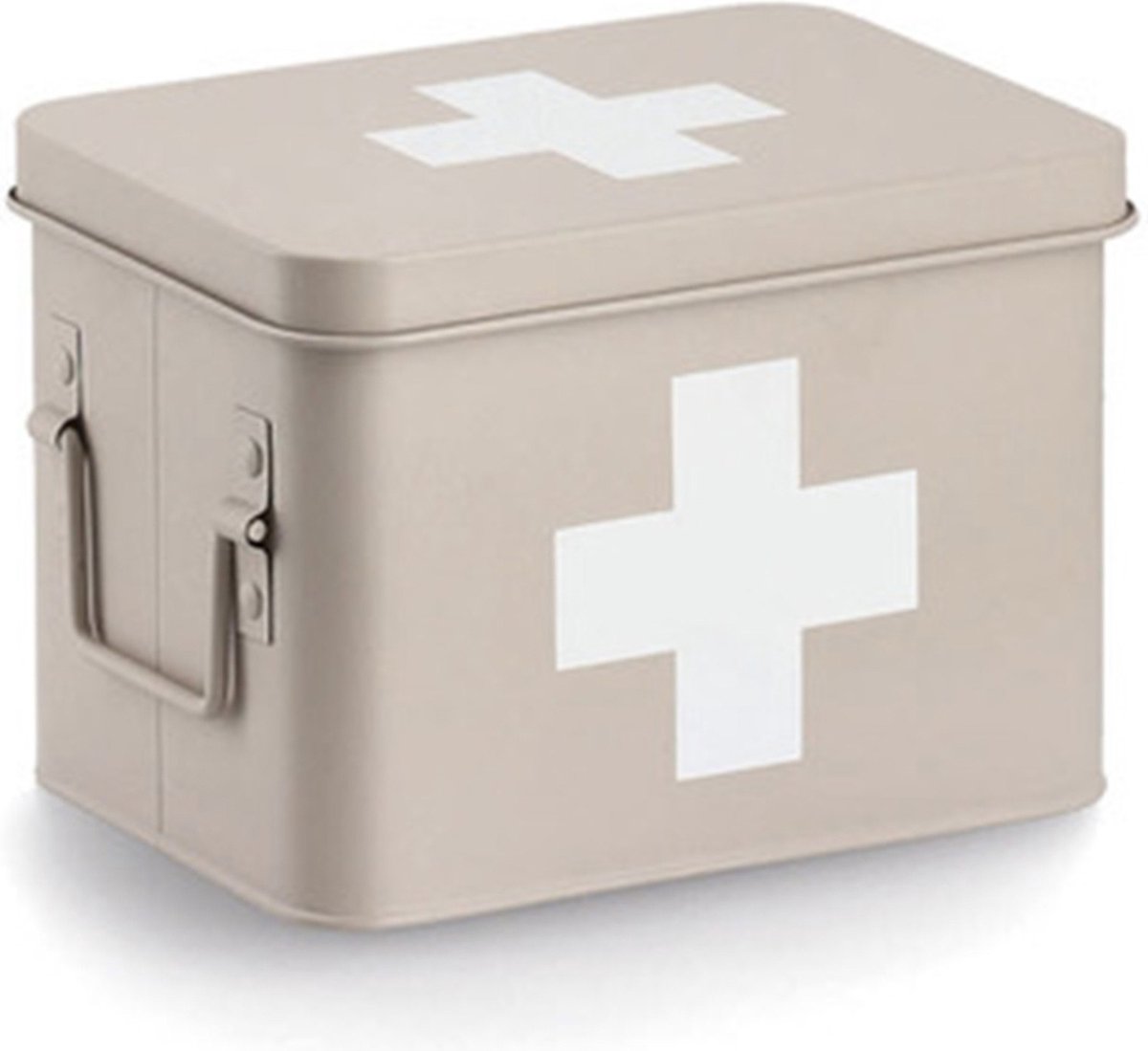 Zeller Verband/medicijnen opberg kist - metaal - beige - vakken - 32 x 21 cm - Opbergkisten