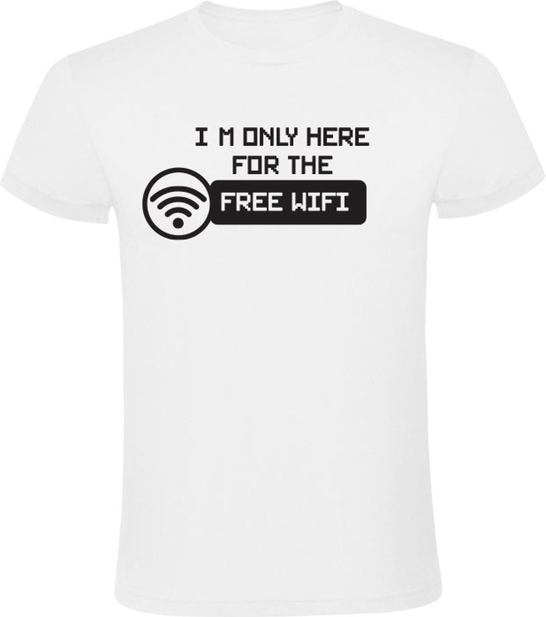 I'm only here for the Free WIFI Heren T-shirt - werk - humor - grappig - vriend - vriendin - vakantie - hotel - restaurant