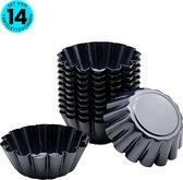 Bol.com Somstyle 14x Tartelettevormen - Ø 7.5 cm - Antiaanbaklaag - Cupcake Vormpjes - Mini Bakvorm - Taartvorm - Zwart aanbieding