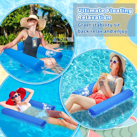 Waterzwembad hangmat met bodemgaas en waterdicht telefoonzakje - Opblaasbaar waterhangmat van AquaFloat — afbeelding 3