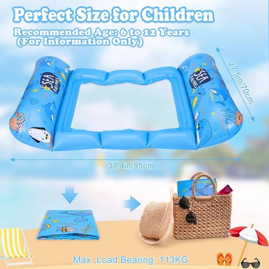 Opblaasbare waterhangmat voor kinderen oceaanthema - 4-in-1 luchtmatras met net - zwembad drijvende stoel - zomer speelgoed accessoires waterhangmat van Intex — afbeelding 3