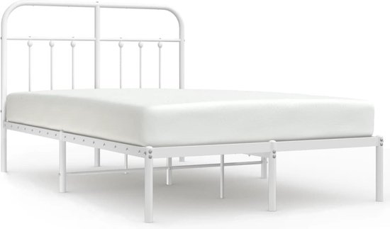 Cadre De Lit En Métal 120x200cm – Avec Tête Et Pied De Lit – Blanc