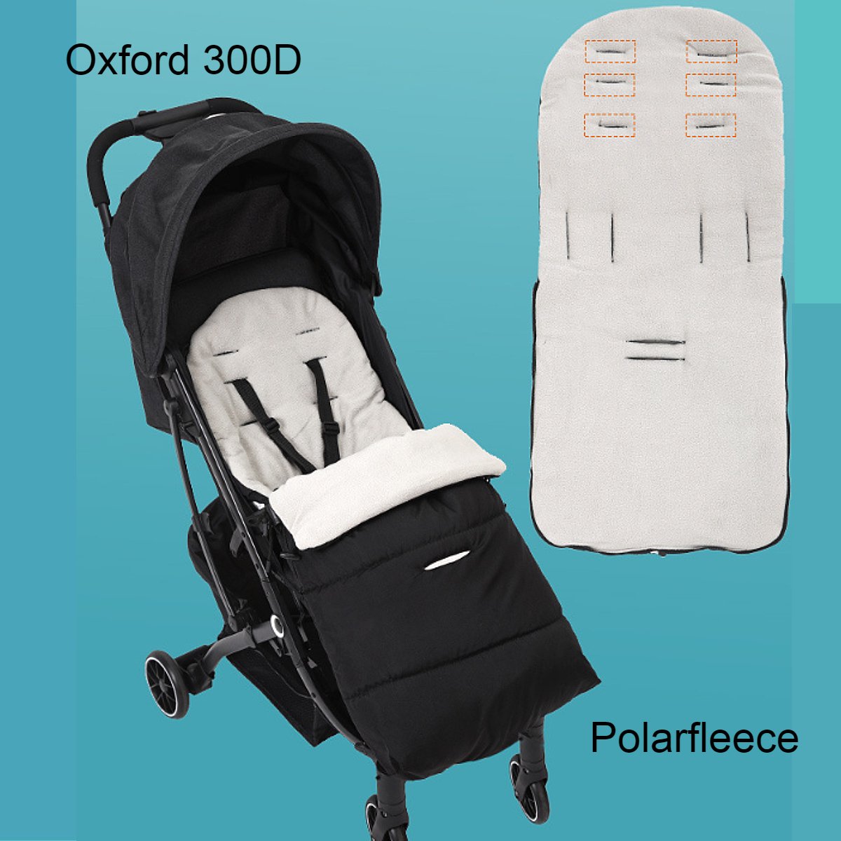 Allernieuwste.nl® Winterwarme Voetenzak voor Buggy en Kinderwagen - Universele Slaapzak Grijs/Zwart – foto 2