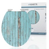 Bol.com SCHÜTTE WC-Bril 80536 BLUE WOOD - High Gloss - MDF-Hout - Soft Close - Verchroomde Scharnieren - Belastbaar tot 175 kg -... aanbieding