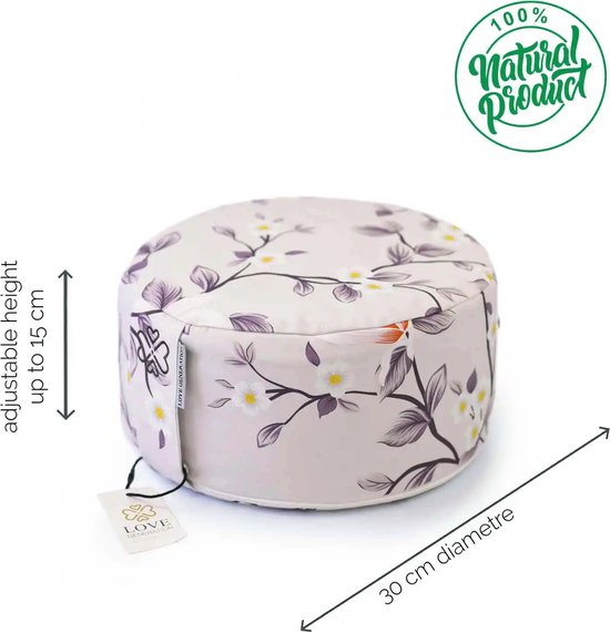 Rond Meditatiekussen - Field Flowers - Katoen - ⌀30cm - 15cm van Yogi & Yogini — afbeelding 4
