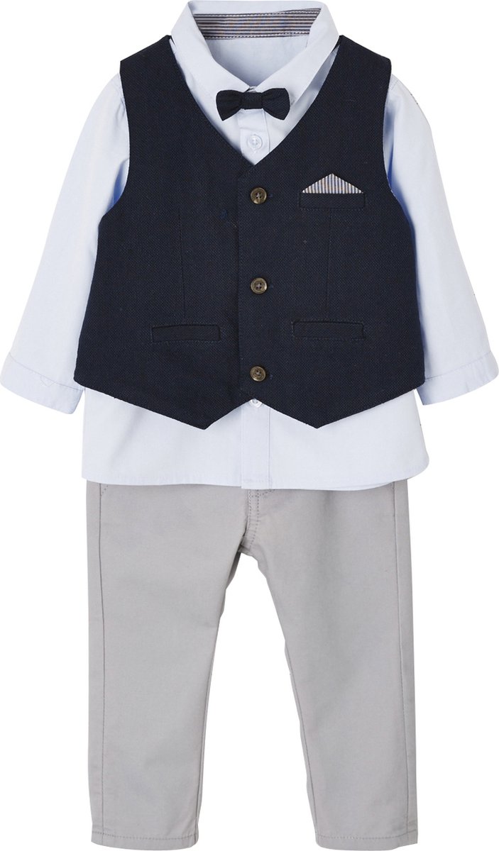 Vertbaudet Feestelijke set jongensbaby vest + overhemd + vlinderdas + broek
