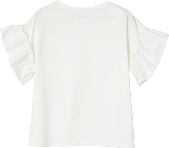 T-shirt fille détails en broderie anglaise blanc