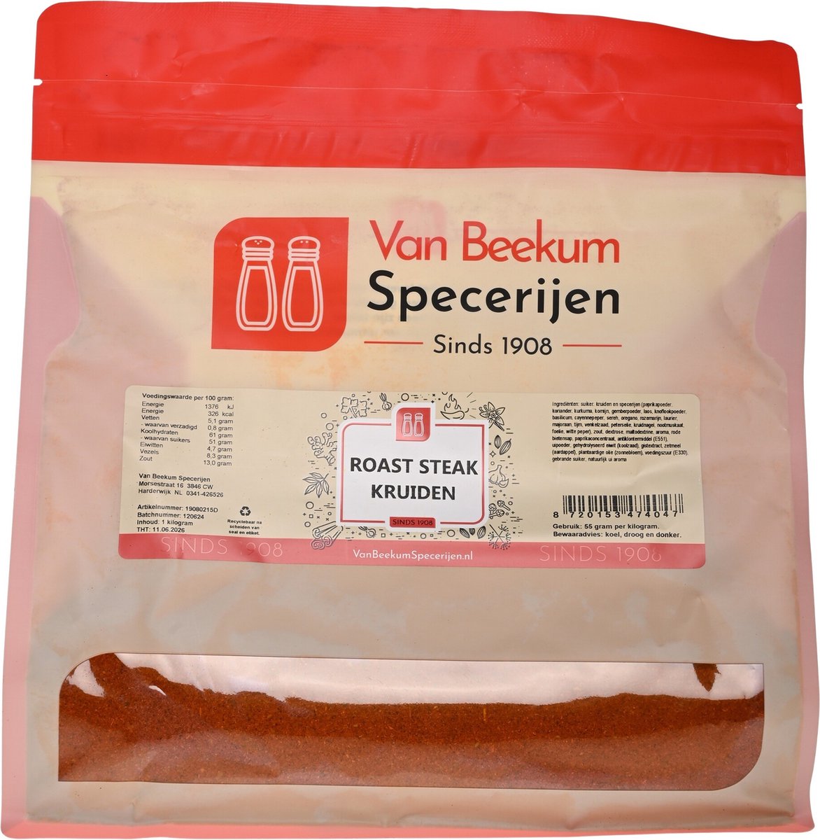 Goedkoopste Van Beekum Specerijen - Roast Steak Kruiden - 1 kilo (hersluitbare stazak