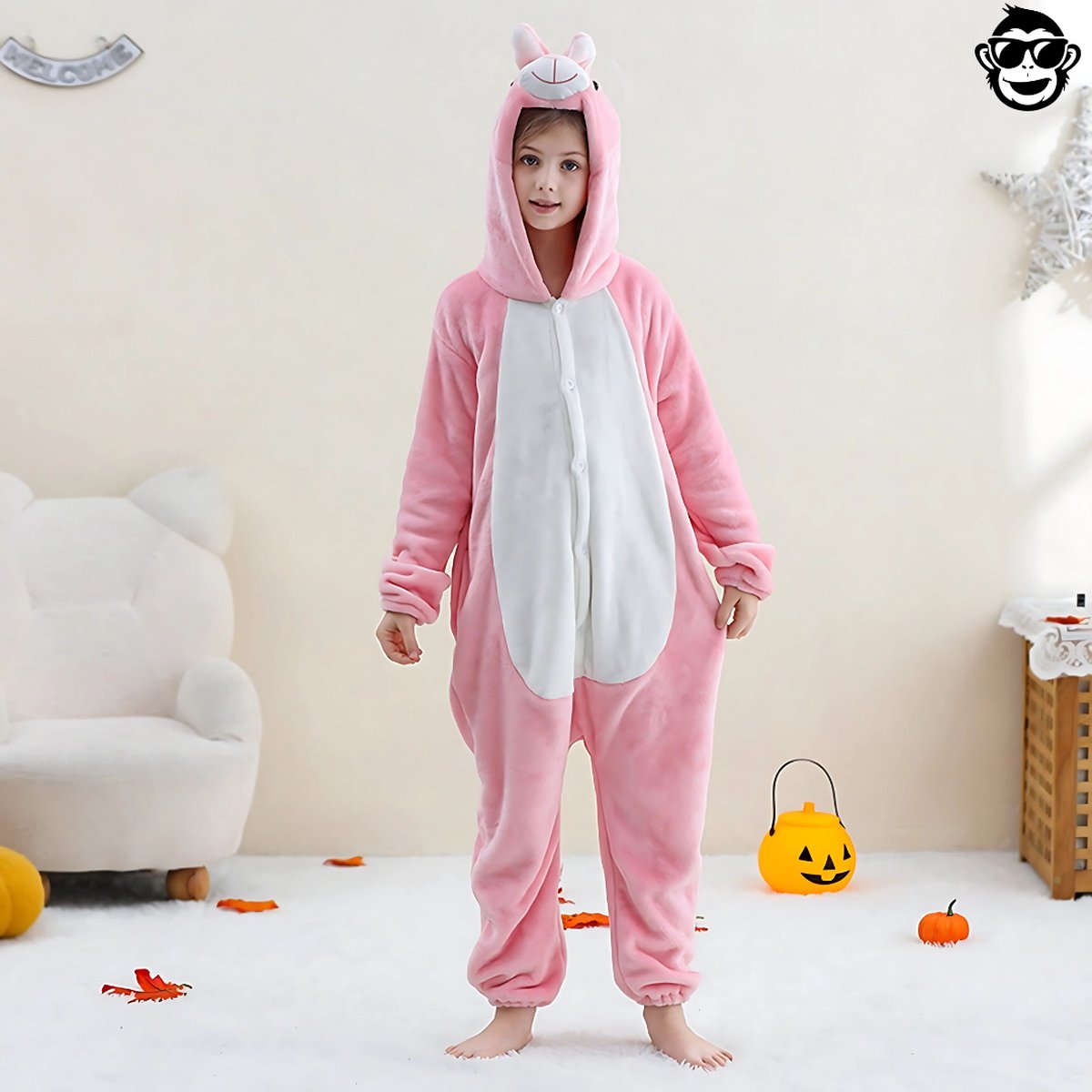 BoefieBoef Dieren Onesie Verkleedkleding Kinderen – Comfortabele Kostuum Pyjama – tot 140 – Dierenpak voor Jongens en Meisjes – Feest, Carnaval Verkleedkleding - Kerst, Dierenpak - of Verjaardag Cadeau - Konijn Roze — afbeelding 7