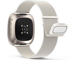 RVS Vervangende Band - Geschikt Voor Fitbit - met Dubbele Magnetische Sluiting - Compatibel met Fitbit Versa 3/Versa 4/Sense 2 - Luxe Zilver - Hoogwaardige Band voor Dames en Heren - Comfortabele Pasvorm en Veilige Bevestiging