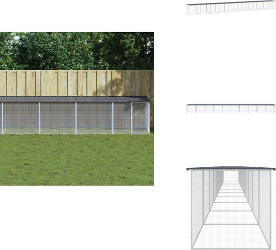 vidaXL Kippenhok met dak 103x98x90 cm gegalvaniseerd staal lichtgrijs, dierenverblijf, kippenhok in de achtertuin, metalen kippenhok, kippenverblijf