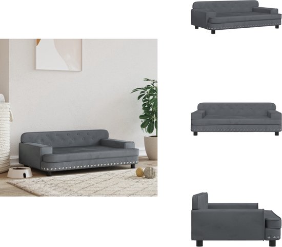 vidaXL Hondenmand 95x55x30 cm fluweel donkergrijs, hondenbank vidaXL Hondenmand 95x55x30 cm fluweel donkergrijs, hondenbank