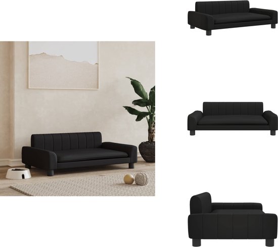 VidaXL Hondenbank Hondenbed - Luxe Hondenmeubel Kunstleer Zwart Met Houten Frame