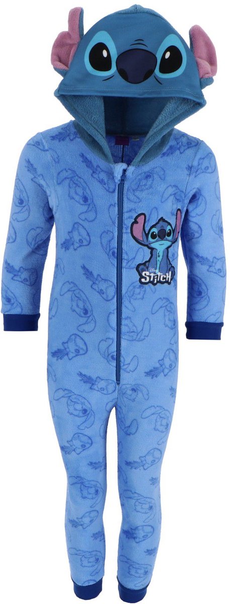 Lilo & Stitch Onesie - Maat 110/116- Polyester - Pyjama - Blauw