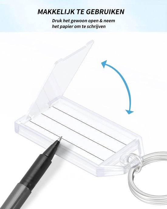 50 Pièces Porte-clés Ouvrants avec Porte-clés 30 mm et Étiquettes de Nom - Wit - Étiquettes de Porte-clés pour Adultes - Porte-clés - Différenciateur de Clés - Étiquettes avec Ring - Porte-clés Porte-clés - Étiquette de Bagage - Porte-clés