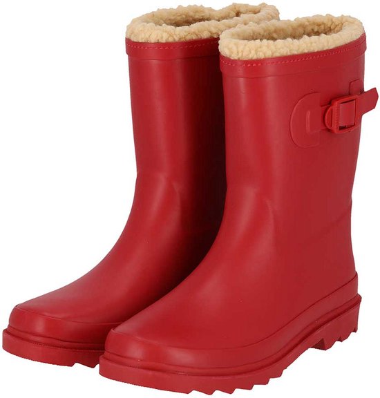 Morethansocks - Regenlaarzen kinderen - Unisex - Fake Fur voering - Rood - Maat 29/30 - Regenlaarzen meisje - Regenlaarzen jongens