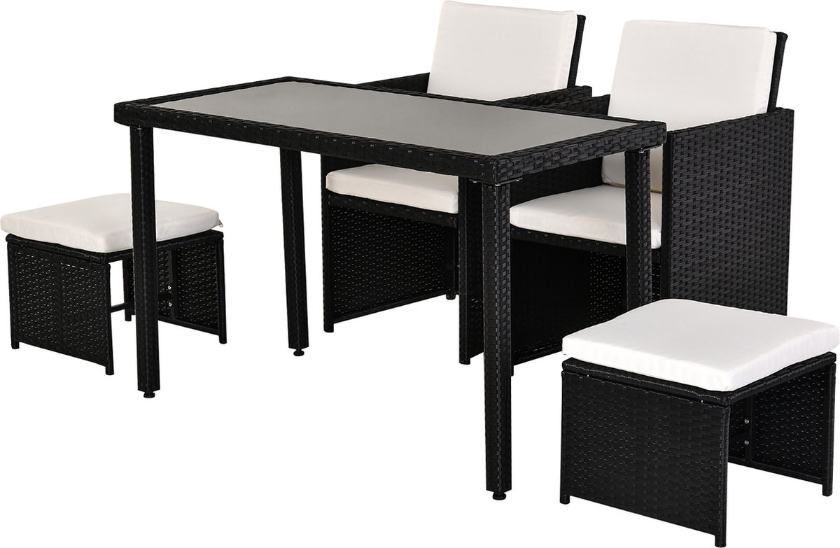 Outsunny Poly-rotan zitgroep 11-delig Eetset tuinset tuinkussens zwart 861-015