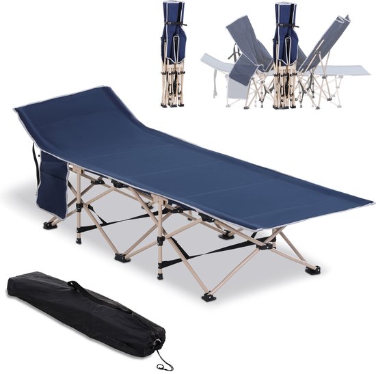 Outsunny Veldbed campingbed camping ligbed verhoogd opvouwbaar draagtas staal Oxford blauw A20-116 van Outsunny — afbeelding 2