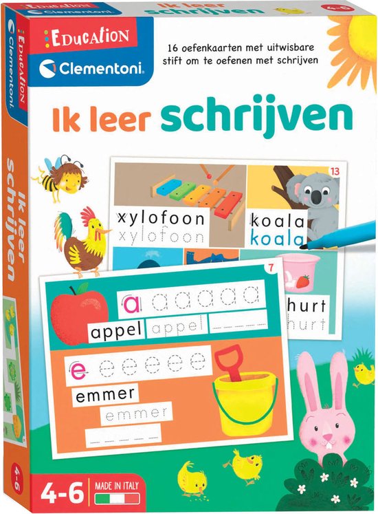 Foto: Clementoni 16 oefenkaarten leren schrijven ik leer schrijven educatief speelgoed vanaf 5 jaar