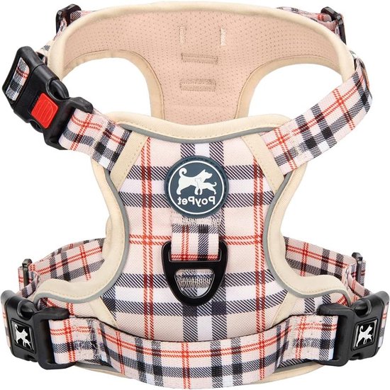 PoyPet Anti-trek hondentuigje met frontclip, reflecterend hondenharnas met handvat op de rug voor eenvoudige controle, perfect voor dagelijkse training, wandelen, hardlopen (zwart, XL