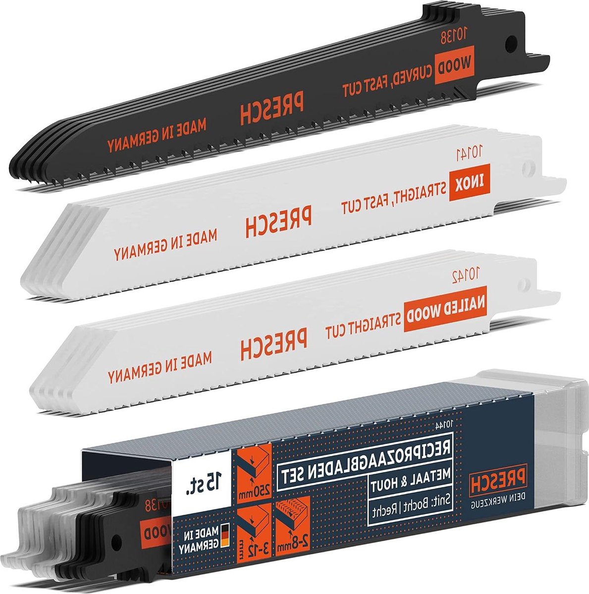 Reciprozaagbladen set hout metaal roestvrij staal 15 pcs - Voor elke toepassing incl. doos