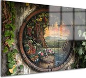 Landschap glasschilderij - Natuur glas schilderijen - Wanddecoratie Wijnranken - Moderne schilderijen - Acrylglas schilderij - Wanddecoratie woonkamer acrylglas 150x100 cm