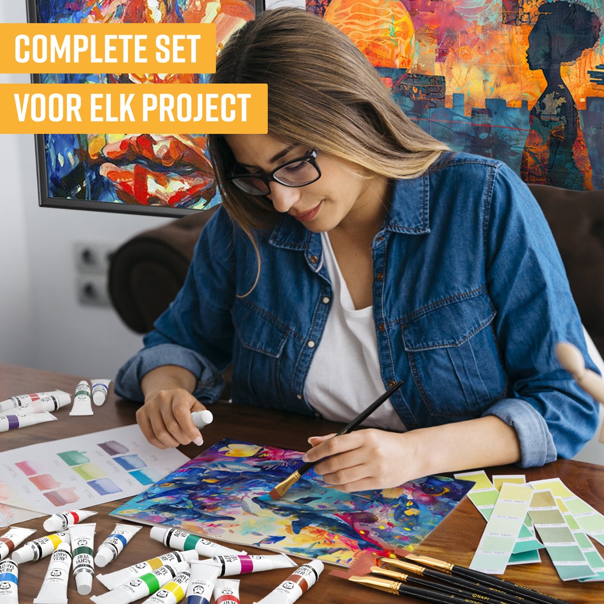 Napi Penselen Set 12 Stuks - Kwasten voor Aquarel, Olieverf, Acrylverf, Waterverf, Schmink - Geschikt voor Schilderen, Modelbouw en Gouache — afbeelding 3