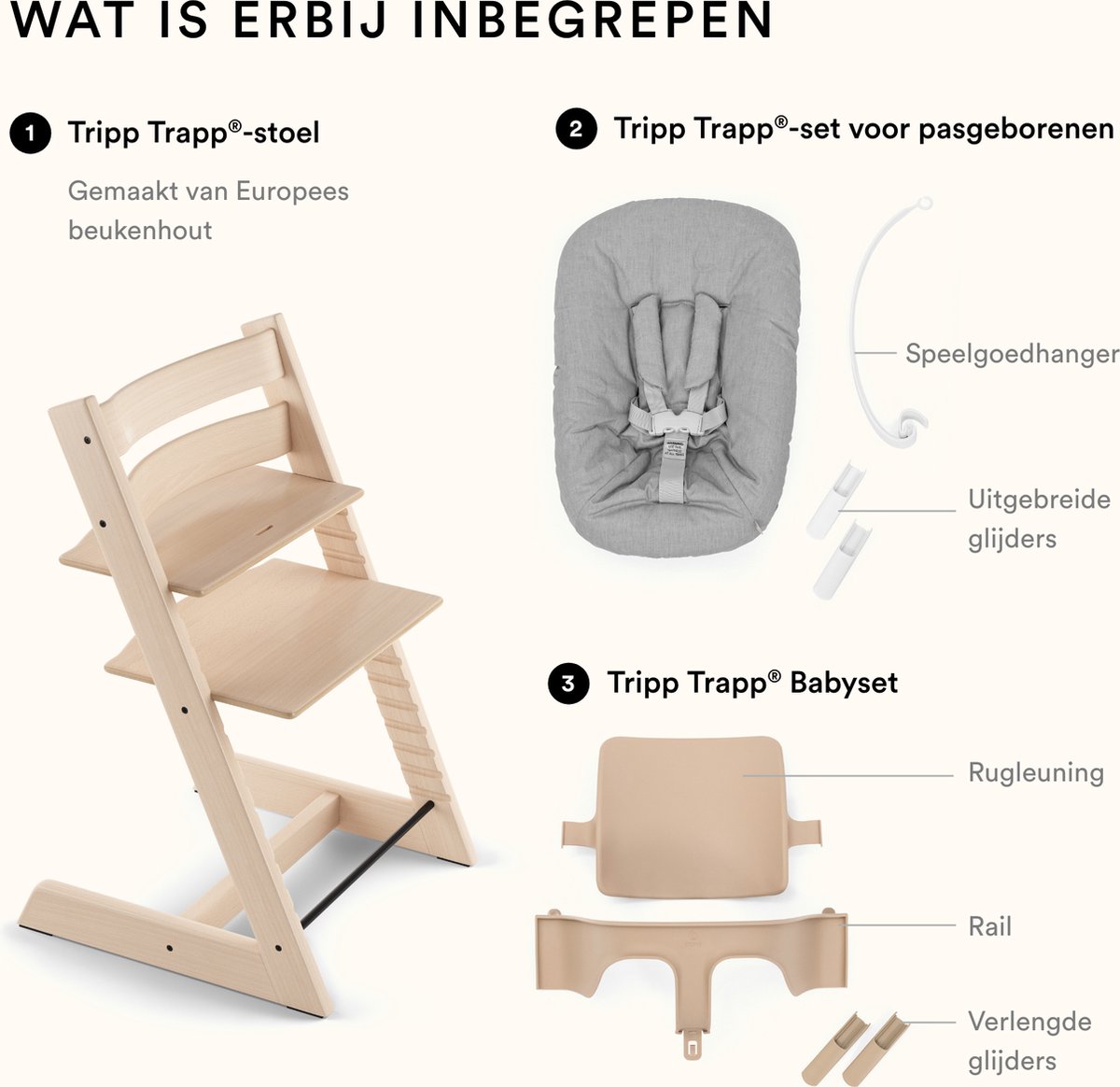 Stokke Tripp Trapp-kinderstoel, wit (inclusief stoel en babyset2) met newbornset thumbnail 5
