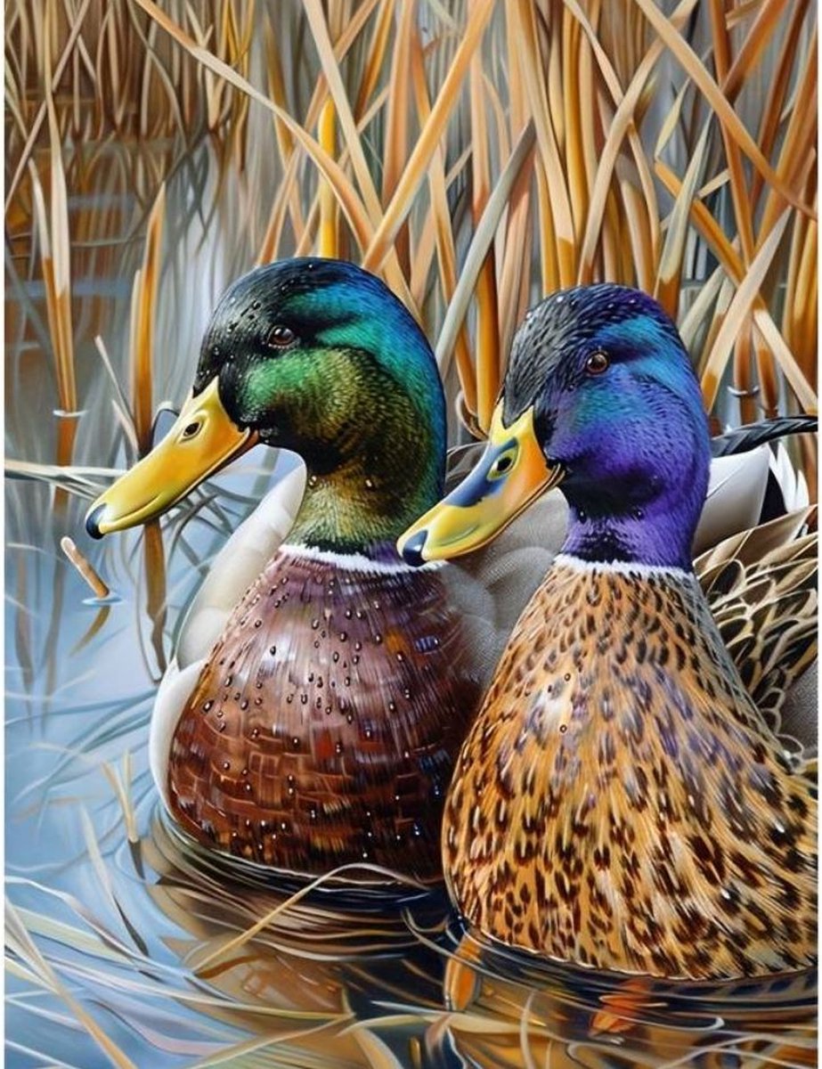 Diamond painting eenden hobbypakket 35x25 cm