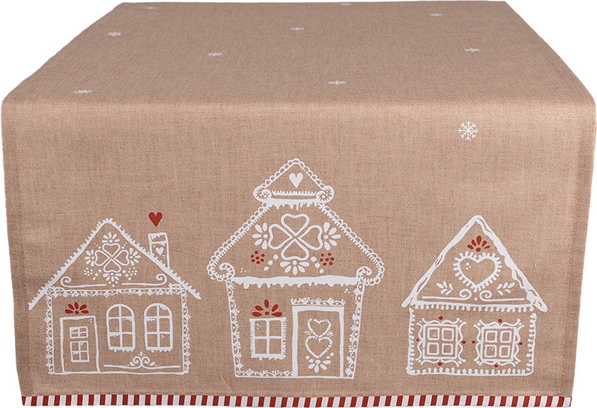 Clayre & Eef Tafelloper 50x140 cm Bruin Katoen Gingerbread house
